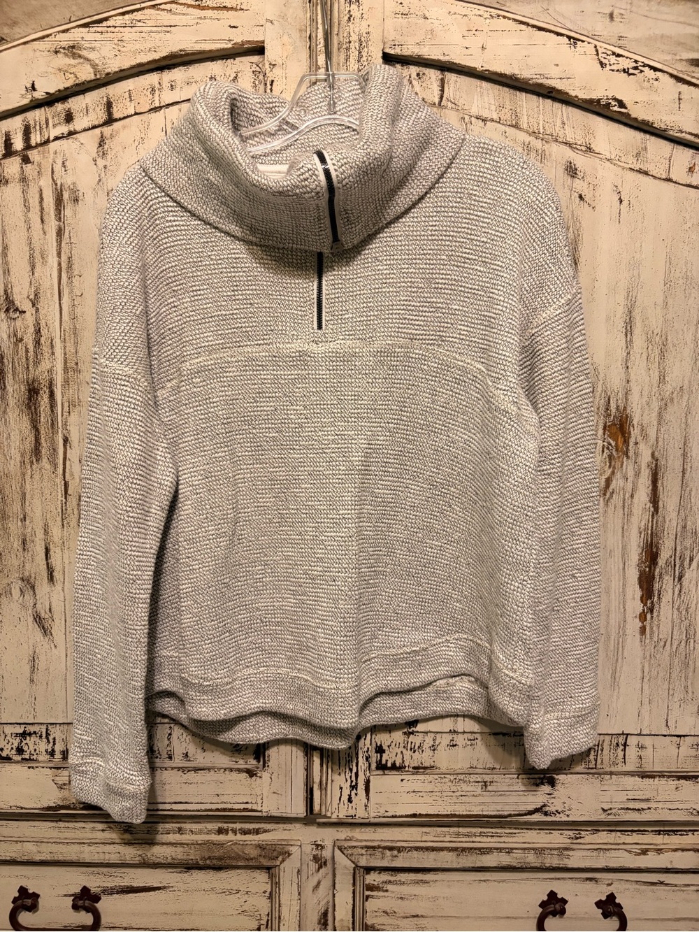 90 Degree by Reflex Bouclé Victoria Quarter-Zip Cowl Neck Sweatshirt – Women’s L